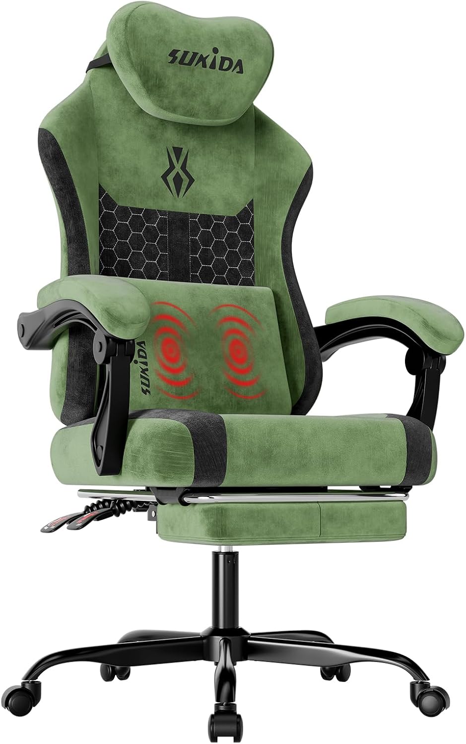 Gamingstoel van stof, ergonomi - Massage recensie en prijs