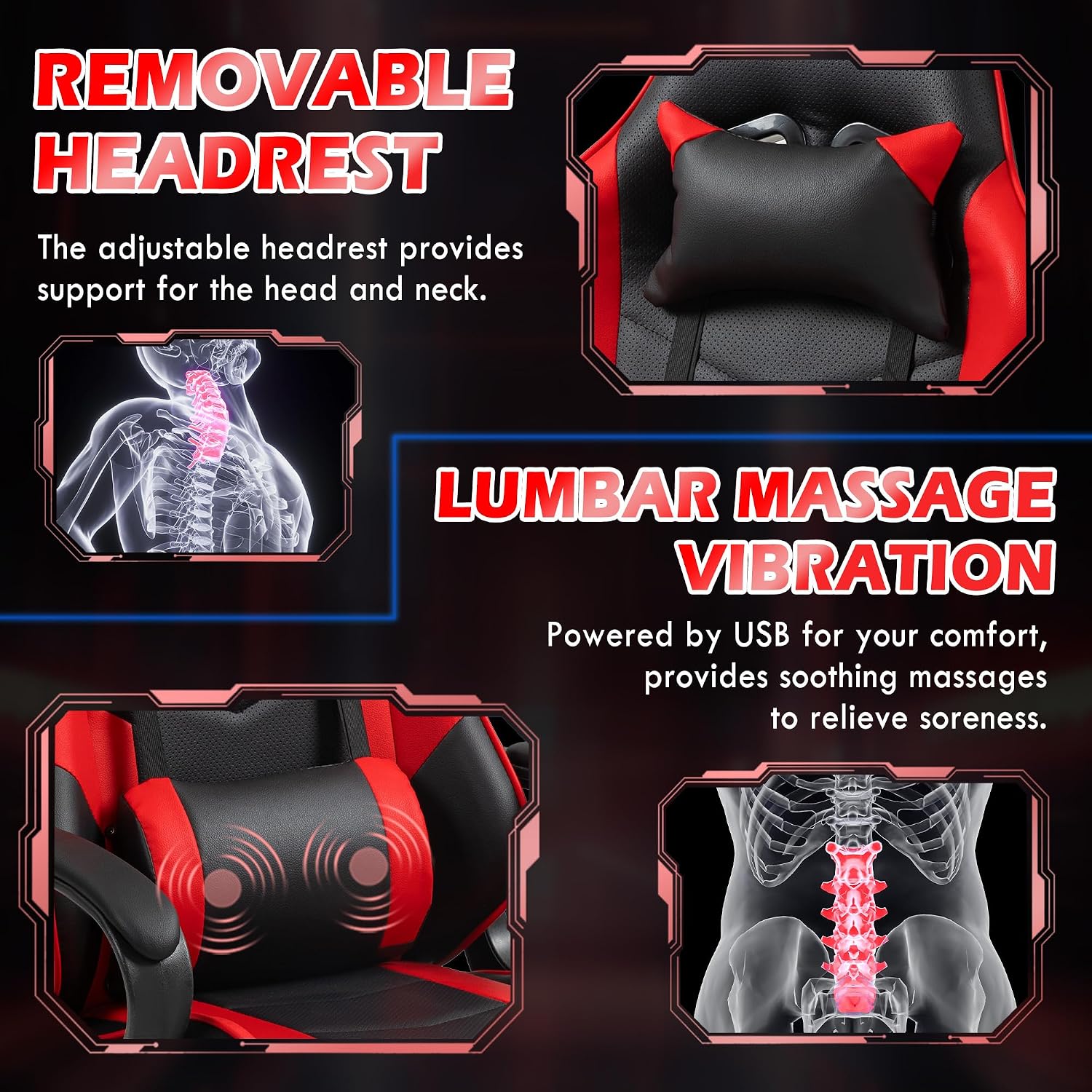 Rode ergonomische gamingstoel  - Massage recensie en prijs