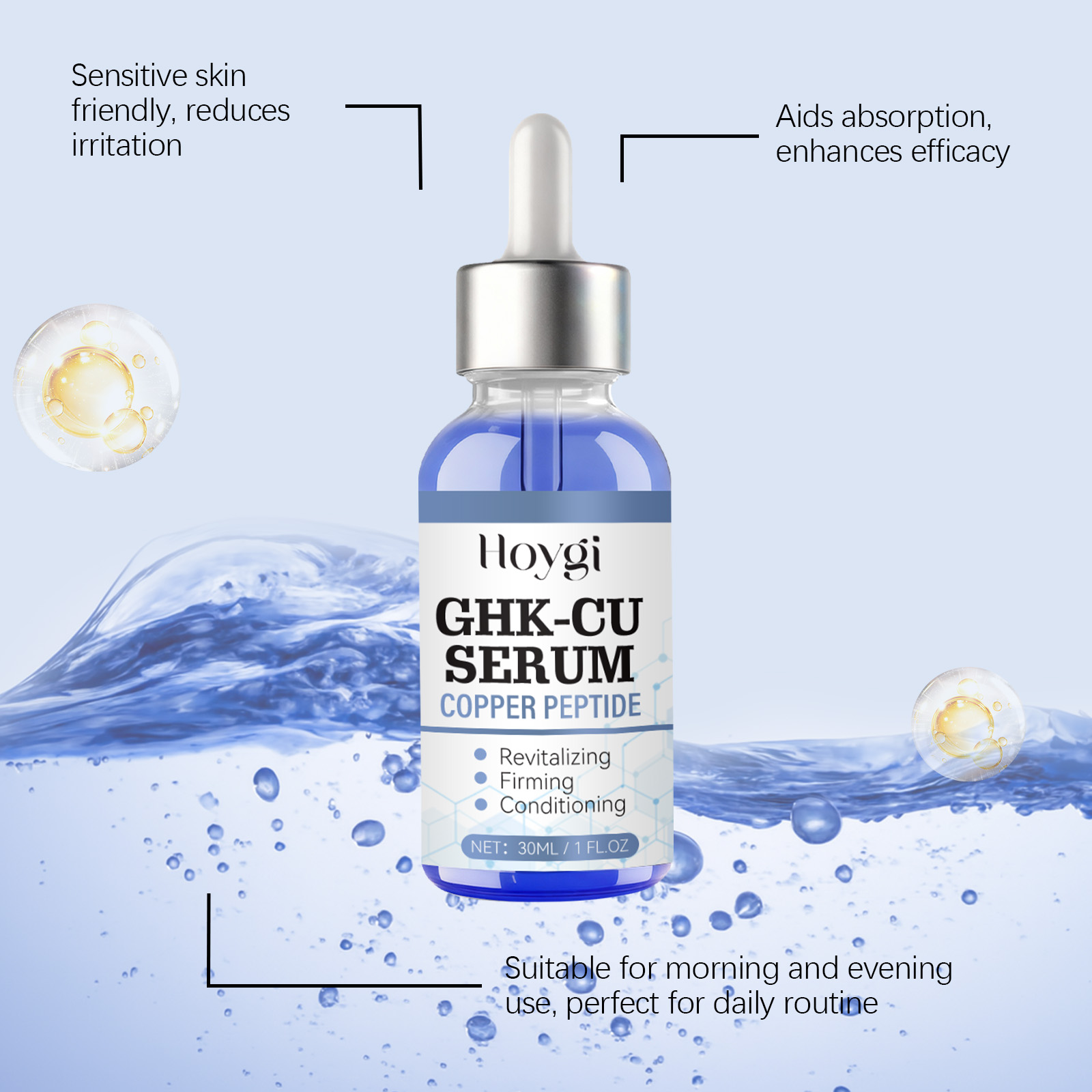 30ml Koperpeptide Serum GHK-Cu - Hyaluronic Acid Facial Serum recensie en prijs
